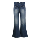 Jeans Women Streetwear Low Rise Bootcut Mom Jeans Grunge Black Slim Denim Pants Harajuku Boyfriend Basic Y2k
