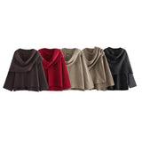 Fongt New Women's Dress With Asymmetrical Scarf Short Knitted Coat