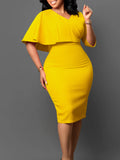 Fongt Women's New Temperament Tongle Solid-Colored Bag Hip Professional Pencil Dress African Dress