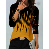 Loose Color Printed Round Neck Long Sleeve