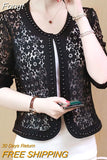 Hollow Out Lace Blouse Women Long Sleeve White Black Shirt Beading Lace Jacket Elegant 4XL Women Clothing Blusas