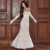 Women's Fall 2023 New Sexy Temperament Vest Long Sleeve Strap Hook Lace Sling Dress-Outfit
