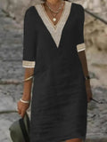 Solid Color Half Sleeve Cotton Linen