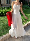 Fongt Xixi 13 Lines 2025 Summer New Elegant Temperament High-Waist Embroidery Sling Dress Women 88302