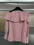 Fongt Casual Wind Shirt Women 2025 Spring New Temperament Irregular Lotus Side Button Splicing On The Shoulder