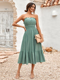 Fongt Spring / Summer 2024 New Women's Casual Solid Color Chest Closed Waist Dress Women-Outfit