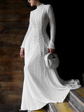 Fongt Temperament Dress Women's New Spring 2025 New Standing Collar Mesh Half-Perspective High-End Long Sleeve Swing