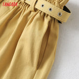 Women Elegant Solid High Waist Shorts with Belt Pockets Female Retro Basic Casual Shorts Pantalones