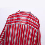 Spring Style Knot Striped Translucent Long-Sleeved Shirt 3333244-Outfit
