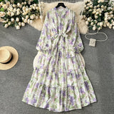 Fongt Fragile Chiffon Dress Women's Autumn Dress New Over-Knee Dress Gentle Wind-Float Mid-Floive Mid-Flouse Fairy Dress