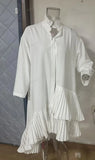 Fongt 2023 New Palace Style Pure Color Vertical Collar Pleated Hem Shirt Short Skirt-Outfit
