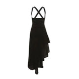 Autumn Y2k Bandage Dress Solid Sexy Girls Irregular Spaghetti Strap Dresses Gotihc Fashion Slim-fit Vestido De Mujer-Outfit