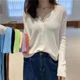 Fongt Sweater With Cardigan Shawl Loose Coat Female Autumn Korean Version Thin Sunscreen Shirt V-Neck Long Sleeve Jacket-Outfit