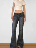 Fongt Cloth Forget The Street To Do Old Water Wash Low-Rise Micro-Skinny Jeans Retro-Styled Hip Casual Trousers