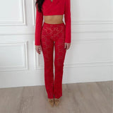 High Waist Sheer Lace Pants-Outfit
