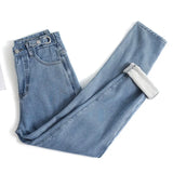 Fongt Jeans, Tall Waist, Loose, Straight Tube Fall 2024 New Dad Radish Pants-Outfit