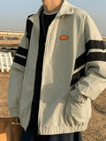 Men's Contrast Striped Zip Up Jacket-Outfit