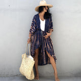 Fongt And White Tie-Dyed Cardigan Beach Dress Bikini Blouse Swimsuit With Cardigan Sunscreen Holiday