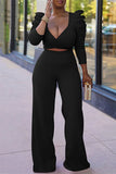 Sleeve Wrap Crop Top Pants Set 703-0-Outfit