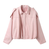 Fongt Spring Pilot Jacket Bat Sleeve Zipper Loose Tuffen Jacket Women's Casual Jacket