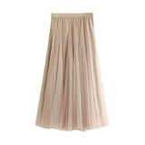 Fongt Long Yarn Skirt Half Dress Girl Autumn And Winter High Waist Long Net Yarn Skirt 100 Folding Skirt A Skirt Fairy Dress 8859