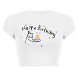 Fongt Simple Print T Women's Fashion Print Crop