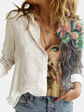 Women Lapel Long Sleeves Single Breasted
