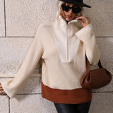 Zipper Knitted Pullover Women's Sweater Autumn Winter Long-sleeved Women Pullovers 2022 Fashion Turtleneck