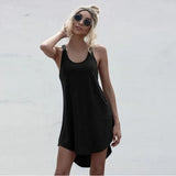 Size Casual O-neck Sleeveless Loose Off Shoulder Mini