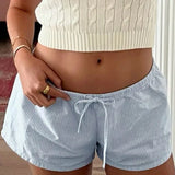 Comfort Daily Style Striped Loose Shorts Ins Trend Basic Simple Wear Casual Pants-Outfit