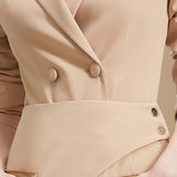 Casual Khaki Two Piece Set Women Notched Long Sleeve Blazer High Waist Irregular Mini Skirt Women's Suit 2022