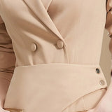 TWOTWINSTYLE Casual Khaki Two Piece Set Women Notched Long Sleeve Blazer High Waist Irregular Mini Skirt Women's Suit 2022