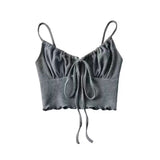 New Short Tight-Fitting Waffle Strap Vest With High Waist And Navel Halter Top-Outfit