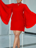 Fongt New Temperament Fashion Horn Sleeve Pressure Folding Loose A Dress African Dress