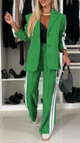 Fongt Casual Black And White Striped Suit Suit Women's Clothing