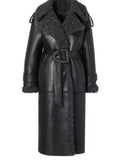 Fongt And Winter Women's Personalized Street PU Belt Belt Fur One Warm Coat Coat