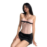 Breast-Wiping, Bow Tie, Waist Vest, Ins Summer Style, Hot Girl Pink Blouse.-Outfit