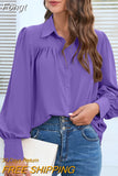 Casual Button Shirts Elegant Lantern Sleeve Chiffon Loose Women Blouse Vintage Solid Lady Top Office Woman Clothes