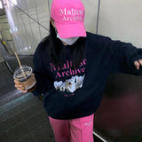 Letter Printed Round-Neck Long-Sleeved Hoodie For Women In Autumn And