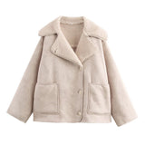 Fongt Fall Fashion Collar Three-Color Fur Integrated Long-Sleeved Jacket Women's B88788