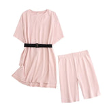 2021 Summer Women's Set 95% Cotton Suit Oversized Sets Long T-shirt Legging Shorts Suits High Quality