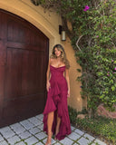 Irregular Ruffles Hem Strap Midi Dress-Outfit