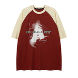 Vintage Print Raglan Short Sleeve Tee-Outfit