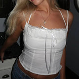 Desire White Sling Top Chest-Shaped Slim Lace Lace Belt Bare-Back Girl Vest 2024 New