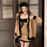 Camisole Dress Women's Slim Dress Contrasting Colors Korean Version-Outfit