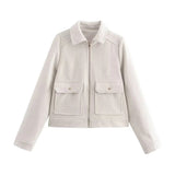 Fongt Women's Explosive Collared Pocket Zipper Jacket
