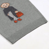 Patchwork Bear Knit Pullover Sweater-Outfit