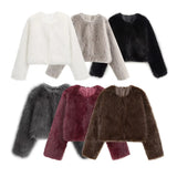 Fongt Women's Clothing 2025 Autumn And Winter Multi-Colored Artificial Fur Short Jacket Jacket Women E48063