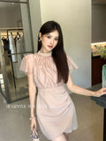Fongt Xixi 2025 Summer New Korean Version Of Short Mesh Hoodie + Sling Dress Two Sets Of Women 88395
