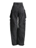Fongt Wind Jeans Pants Women's Autumn 2024 New Lazy Cargo Pants Mop Straight Pocket Wide Leg Pants-Outfit